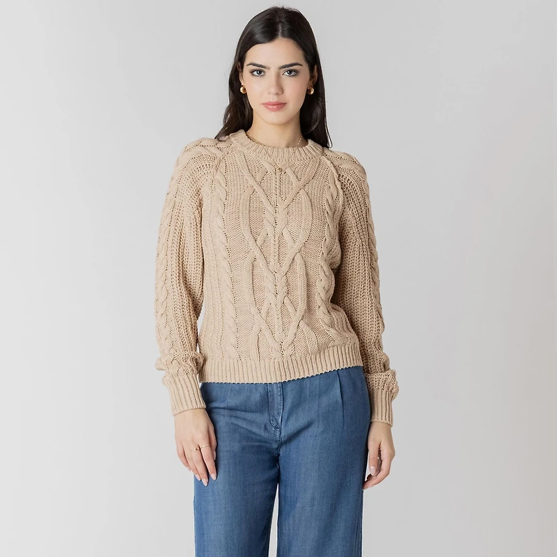 Devoted long sleeve cable knit sweater