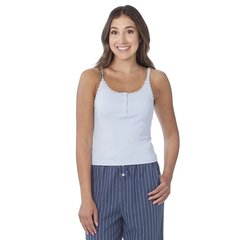 Secret Rib Cami with Buttons and Lace - Online exclusive