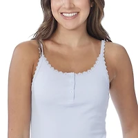 Secret Camisole côtelée avec boutons et dentelle