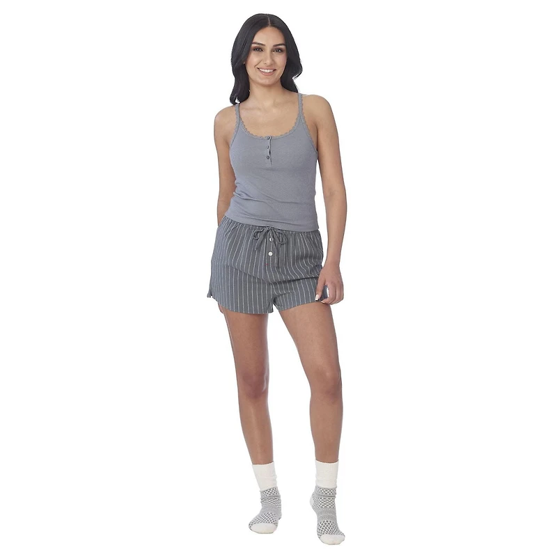Secret vêtements de nuit Camisole côtelée avec boutons et dentelle