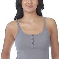 Secret Sleep Rib Cami with Buttons and Lace - Online exclusive
