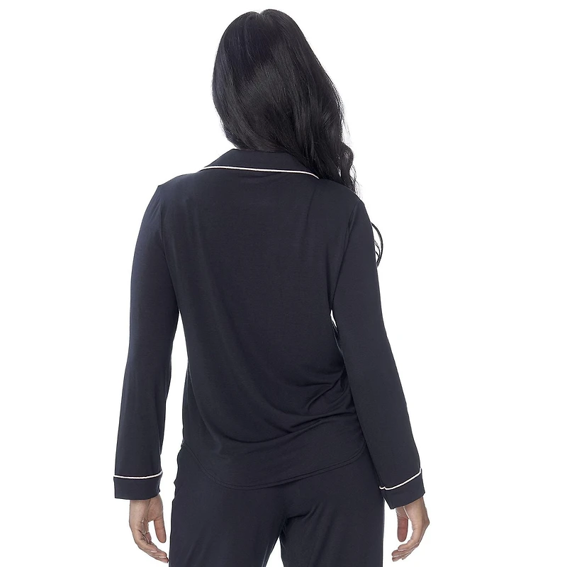 Secret vêtements de nuit Haut à manches longues boutonné avec passepoill