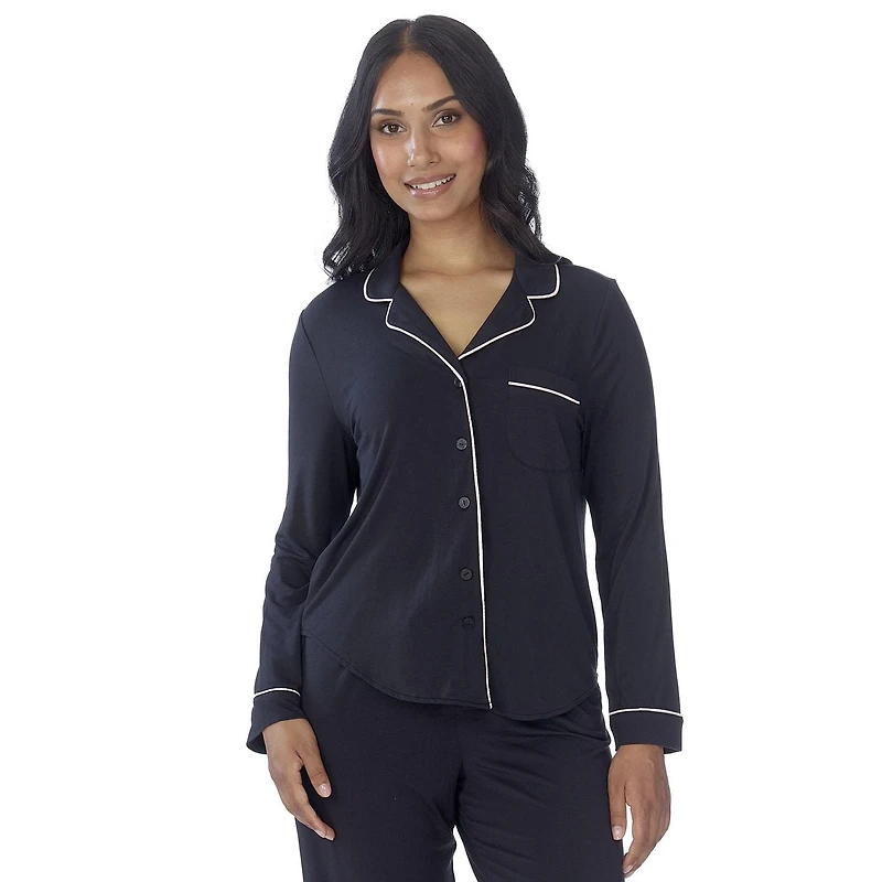 Secret vêtements de nuit Haut à manches longues boutonné avec passepoill