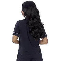 Secret Sleep Short Sleeve Button Top with Piping - Online exclusive