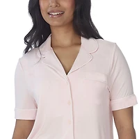 Secret Short Sleeve Button Top with Piping - Online exclusive