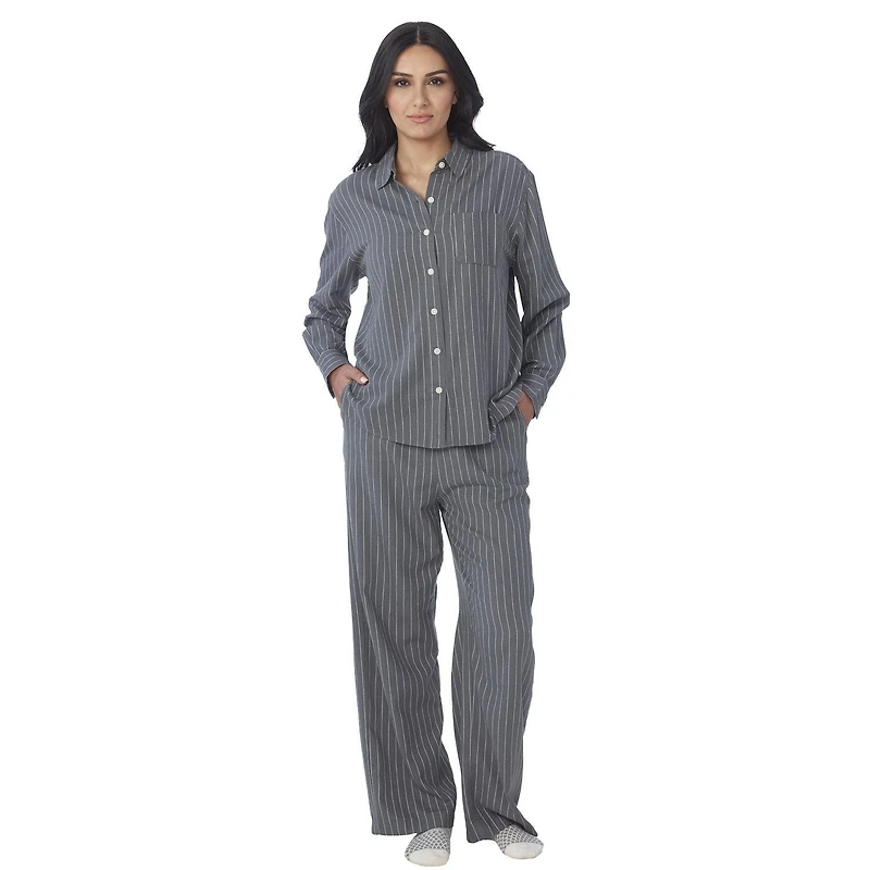 Secret Flannelette Oversize Pinstripe Shirt - Online exclusive