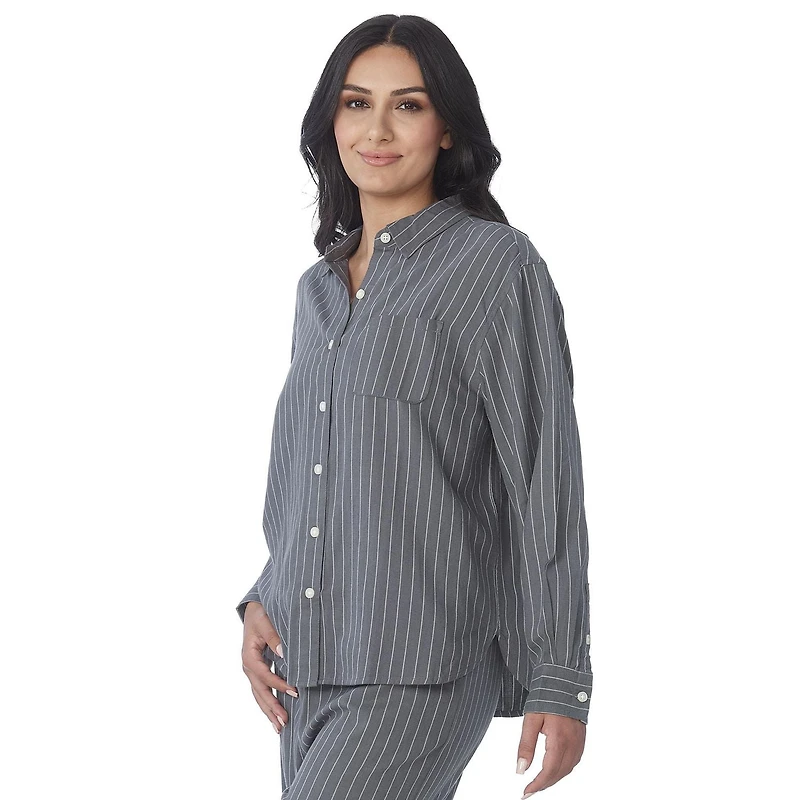 Secret Flannelette Oversize Pinstripe Shirt - Online exclusive