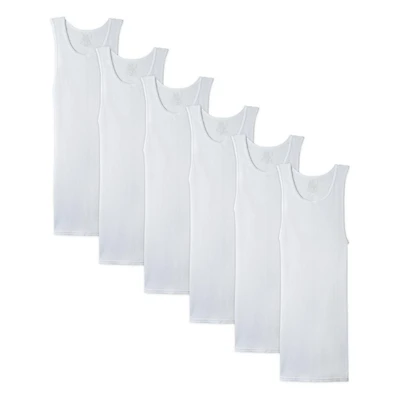 Gilet d’athlétisme Fruit of the Loom pour hommes, paquet de 6 en blanc Tailles Petit à TG