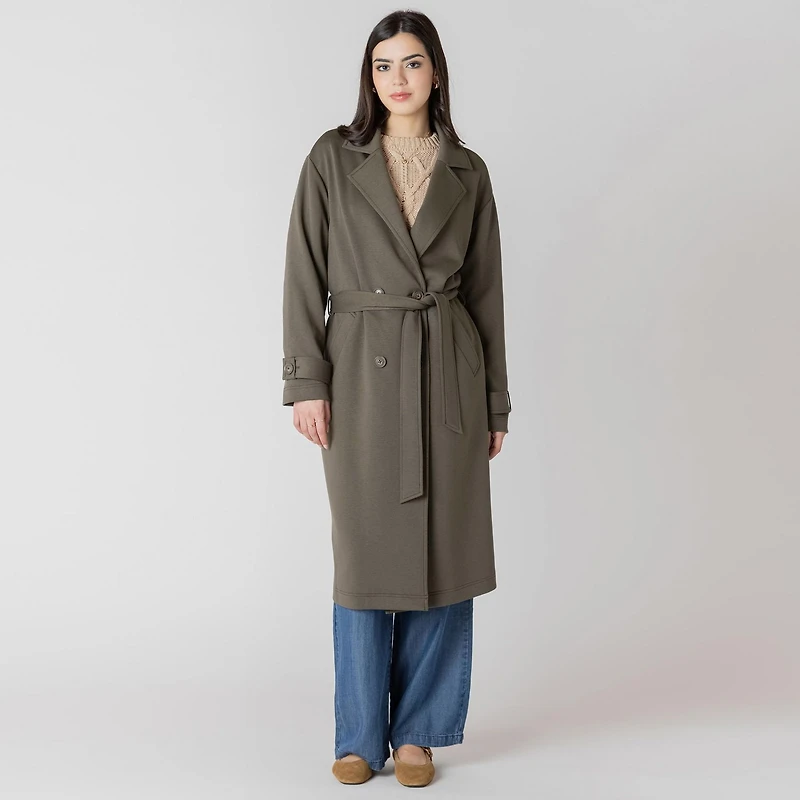 Devoted trench-coat en maille à manches longues