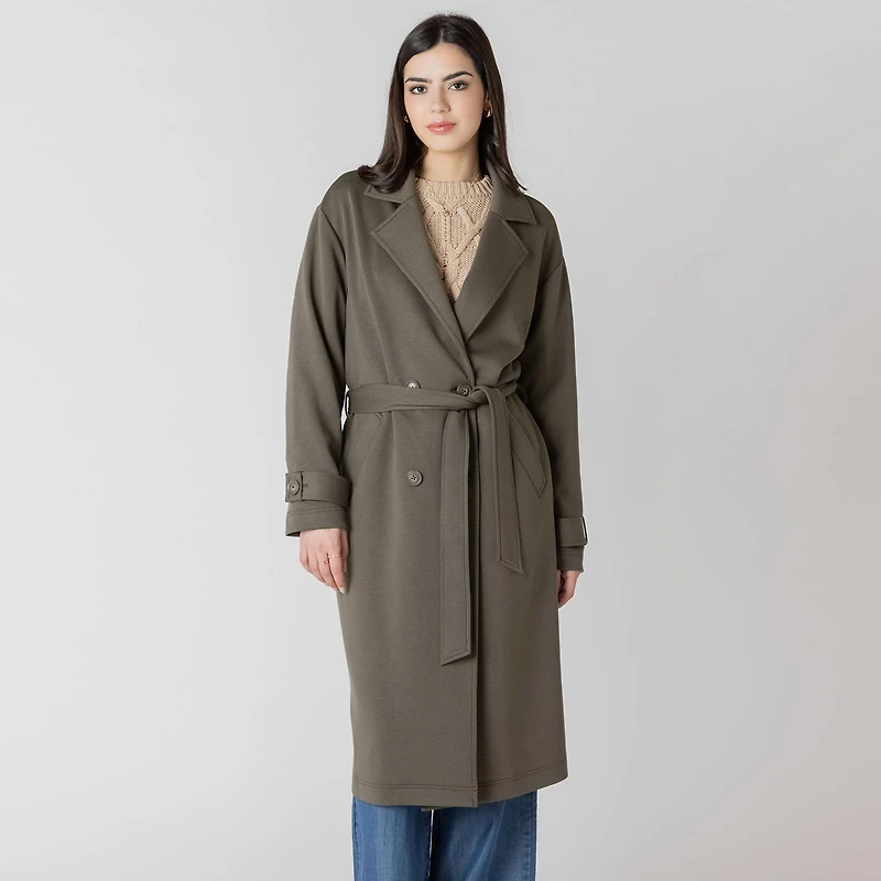 Devoted long sleeve knit trench coat