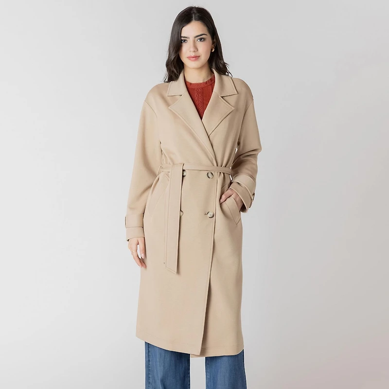 Devoted trench-coat en maille à manches longues