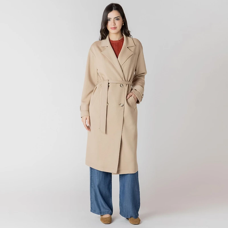 Devoted trench-coat en maille à manches longues