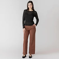 Devoted haut à manches longues en dentelle