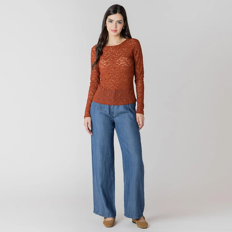 Devoted long sleeve Lace crew top