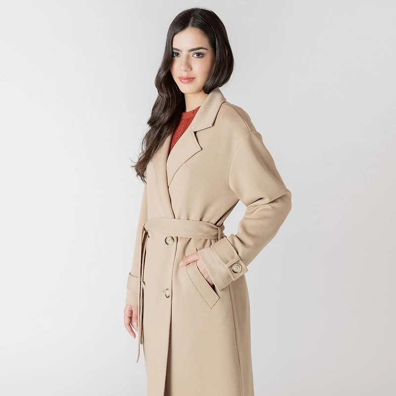 Devoted trench-coat en maille à manches longues