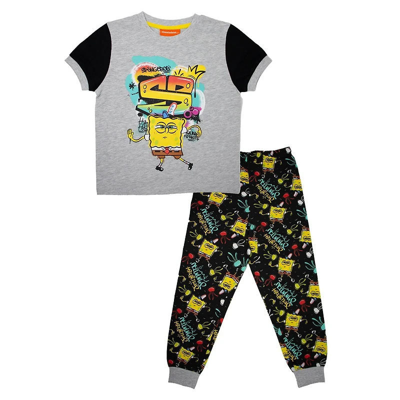 Sponge Bob Ensemble de pyjama 2 pièces à manche courte pour garçons