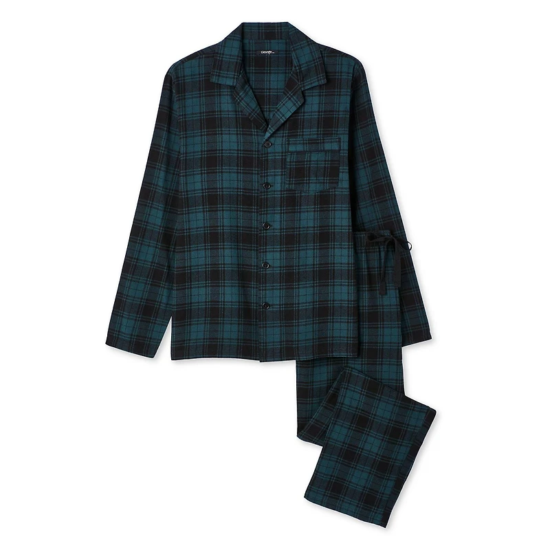 George Men's Notch Collar Pajama 2-Piece Set