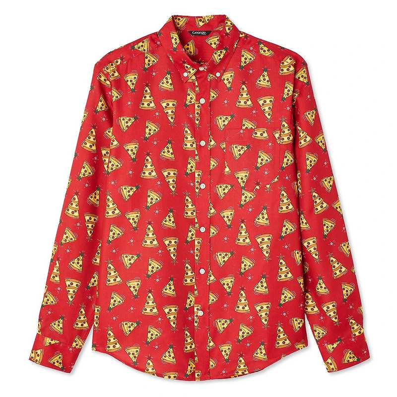George Men's Holiday Button-Down Shirt