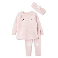 Btween Baby Girls' Plush Top 3-Piece Set