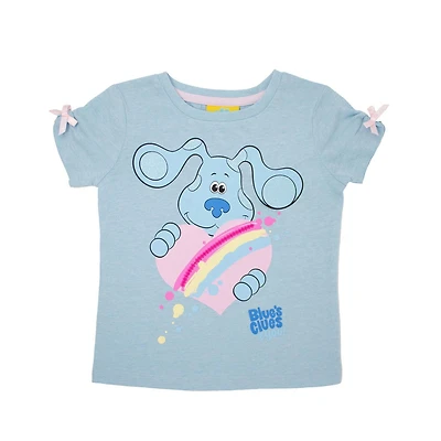 Blues Clues Girls short sleeve t-shirt with decorative bows on sleeves