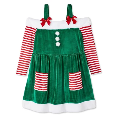 George Women's Plus Candy Cane Elf Dress