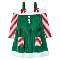 George Women's Plus Candy Cane Elf Dress