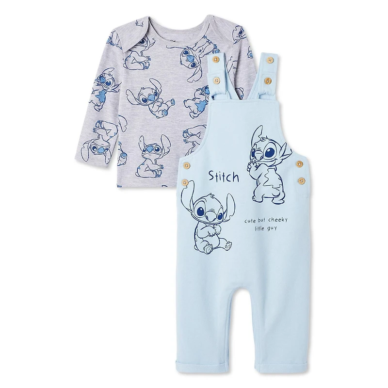 Disney Baby Boys' Stitch Overall 2-Piece Set
