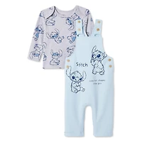 Disney Baby Boys' Stitch Overall 2-Piece Set