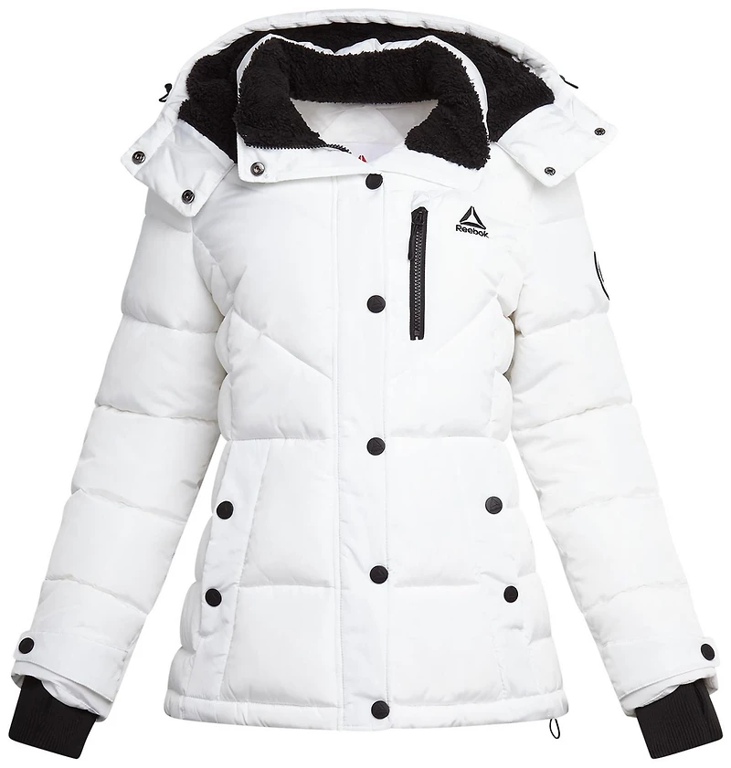 Reebok Womens' Adjustable Puffer Coat with Sherpa Lined Hood