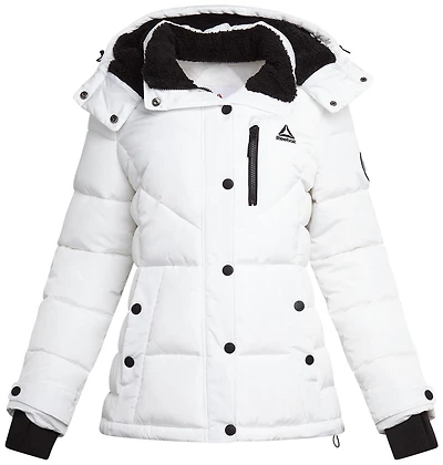 Reebok Womens' Adjustable Puffer Coat with Sherpa Lined Hood