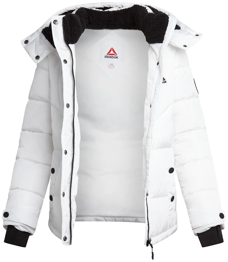 Reebok Womens' Adjustable Puffer Coat with Sherpa Lined Hood