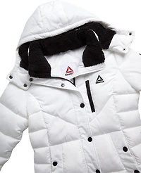Reebok Womens' Adjustable Puffer Coat with Sherpa Lined Hood