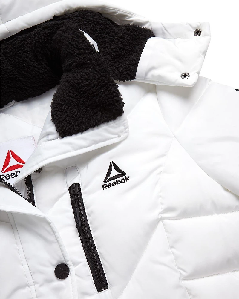 Reebok Womens' Adjustable Puffer Coat with Sherpa Lined Hood