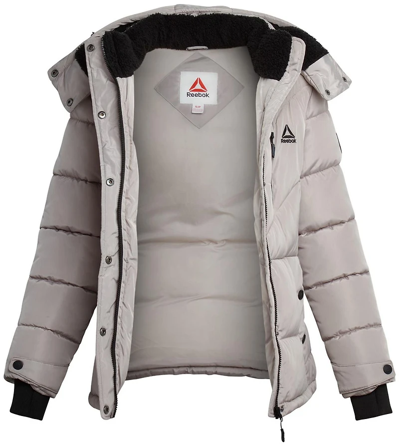 Reebok Womens' Adjustable Puffer Coat with Sherpa Lined Hood