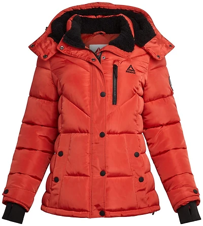 Reebok Womens' Adjustable Puffer Coat with Sherpa Lined Hood