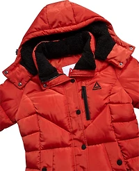 Reebok Womens' Adjustable Puffer Coat with Sherpa Lined Hood
