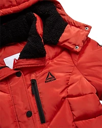 Reebok Womens' Adjustable Puffer Coat with Sherpa Lined Hood