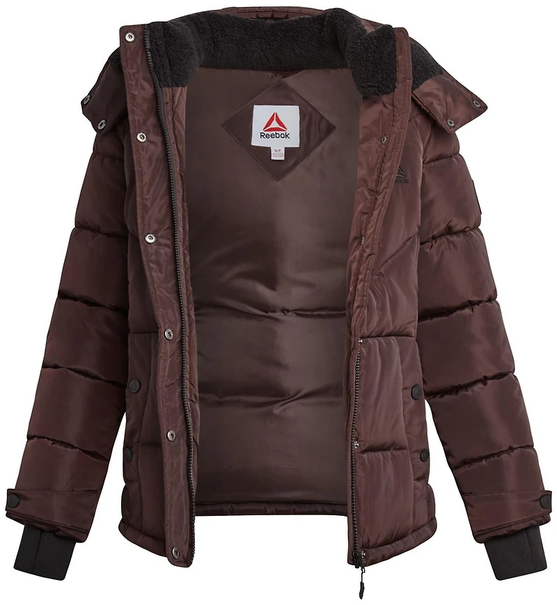 Manteau matelassé ajustable pour femmes Reebok avec capuchon doublé en sherpa