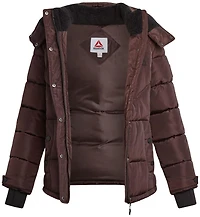 Manteau matelassé ajustable pour femmes Reebok avec capuchon doublé en sherpa