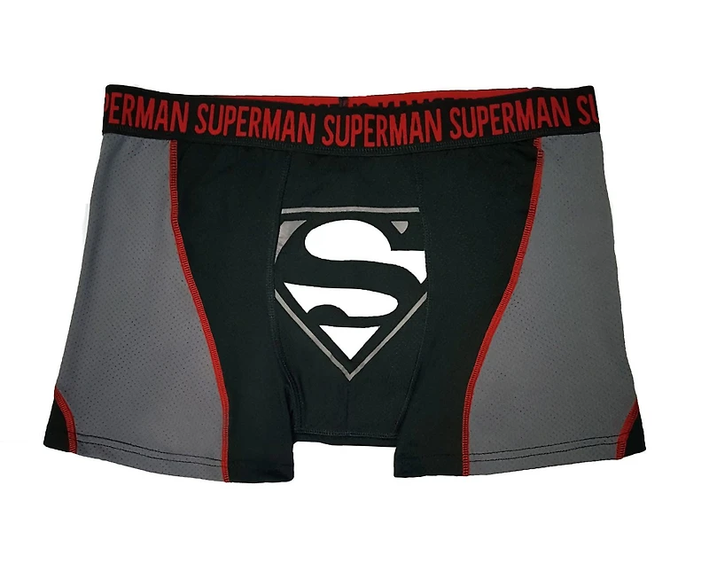 Caleçons Boxeurs Superman pour Hommes, Gris et Noir avec Rouge