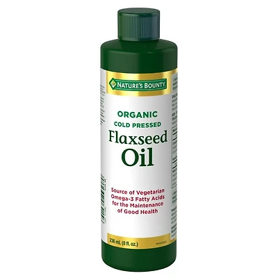 NATURE'S BOUNTY Flaxseed Oil, Organic, Cold Pressed, Vegetarian Source Of Omega-3 Fatty Acids, For The Maintenance Of Good Health 237.0 mL