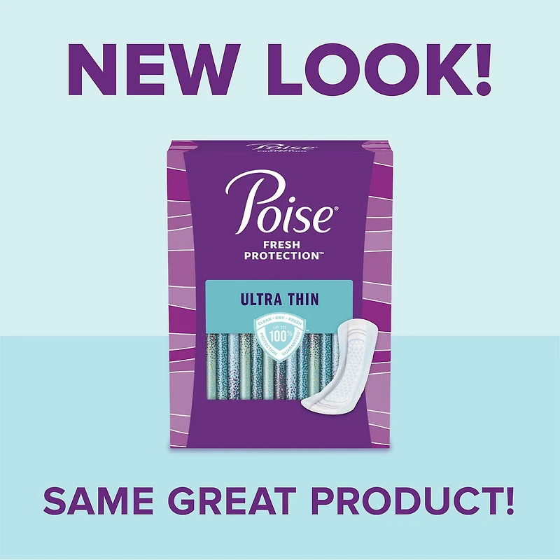 Poise Ultra Thin Incontinence Pads for Women, 4 Drop, Moderate Absorbency, Regular, 96Ct