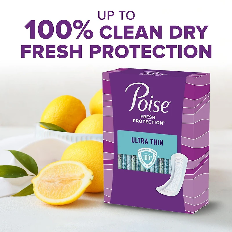 Poise Ultra Thin Incontinence Pads for Women, 4 Drop, Moderate Absorbency, Regular, 96Ct