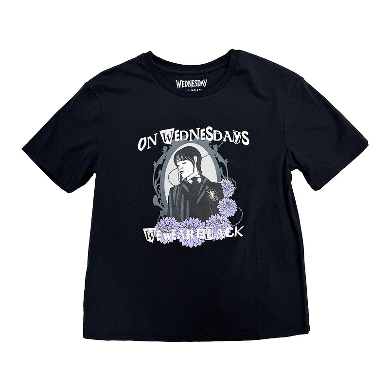 Wednesday Girls T-shirt noir à manches courtes Wednesday