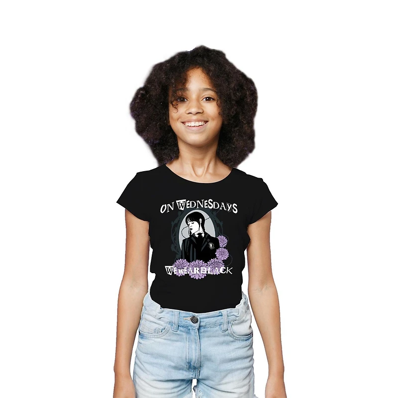 Wednesday Girls T-shirt noir à manches courtes Wednesday