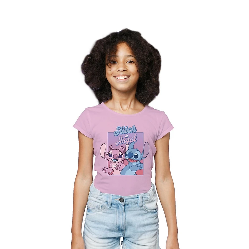 Disney Lilo & Stitch T-shirt à manches courtes pour fille Angel Team