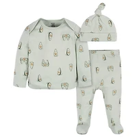 Gerber 3-Piece Baby Cap, Shirt & Footed Pant Set