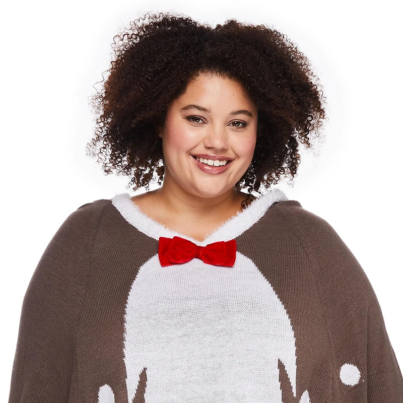 George Women's Plus Plaid Holiday Poncho, Sizes 1X-4X