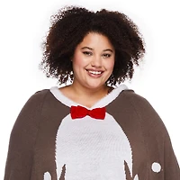 George Women's Plus Plaid Holiday Poncho, Sizes 1X-4X
