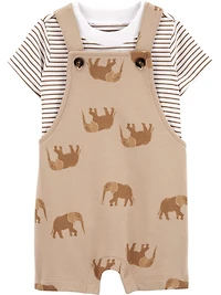Carter's Child of Mine IB Shortall Set - Tan Elephant